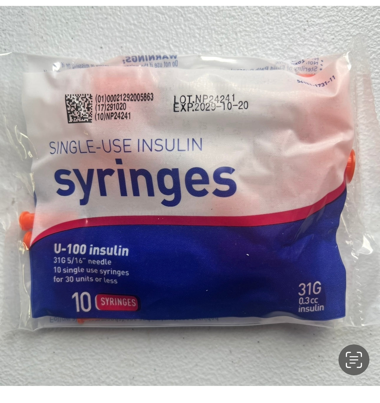 Syringes 10 pack 31g